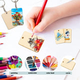 Maxbell Wood Key Chain Set Keychain Key Rings Bag DIY Pendant Hanging Crafts 6cmx4cm