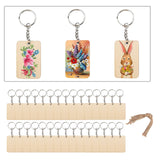Maxbell Wood Key Chain Set Keychain Key Rings Bag DIY Pendant Hanging Crafts 6cmx4cm