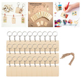 Maxbell Wood Key Chain Set Keychain Key Rings Bag DIY Pendant Hanging Crafts 6cmx4cm