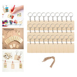 Maxbell Wood Key Chain Set Keychain Key Rings Bag DIY Pendant Hanging Crafts 6cmx4cm