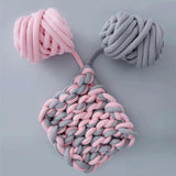 Maxbell Chunky Yarn Hand Knit Yarn Washable for Pet Bed Arm Knitted Blanket Craft Dark Blue