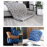 Maxbell Chunky Yarn Hand Knit Yarn Washable for Pet Bed Arm Knitted Blanket Craft Dark Blue