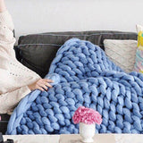 Maxbell Chunky Yarn Hand Knit Yarn Washable for Pet Bed Arm Knitted Blanket Craft Dark Blue