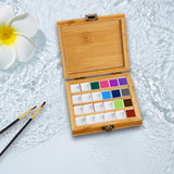 Maxbell Empty Bamboo Paint Palette with Lid Art Palette for Painters Students Studio 24 Grids