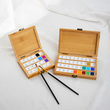 Maxbell Empty Bamboo Paint Palette with Lid Art Palette for Painters Students Studio 36 Grids