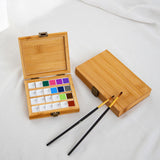 Maxbell Empty Bamboo Paint Palette with Lid Art Palette for Painters Students Studio 36 Grids
