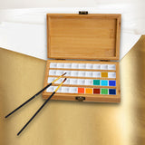 Maxbell Empty Bamboo Paint Palette with Lid Art Palette for Painters Students Studio 36 Grids