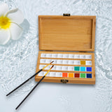Maxbell Empty Bamboo Paint Palette with Lid Art Palette for Painters Students Studio 36 Grids