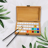 Maxbell Empty Bamboo Paint Palette with Lid Art Palette for Painters Students Studio 36 Grids