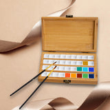 Maxbell Empty Bamboo Paint Palette with Lid Art Palette for Painters Students Studio 36 Grids