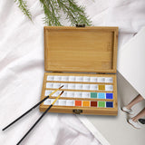 Maxbell Empty Bamboo Paint Palette with Lid Art Palette for Painters Students Studio 36 Grids