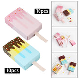 Maxbell 10Pcs Ice Cream Shape Box Candy Folding Paper Box for Halloween Favors Blue
