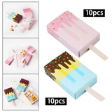 Maxbell 10Pcs Ice Cream Shape Box Candy Folding Paper Box for Halloween Favors Blue