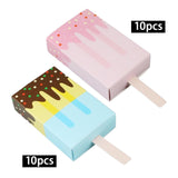 Maxbell 10Pcs Ice Cream Shape Box Candy Folding Paper Box for Halloween Favors Blue