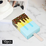 Maxbell 10Pcs Ice Cream Shape Box Candy Folding Paper Box for Halloween Favors Blue