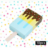 Maxbell 10Pcs Ice Cream Shape Box Candy Folding Paper Box for Halloween Favors Blue