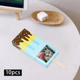 Maxbell 10Pcs Ice Cream Shape Box Candy Folding Paper Box for Halloween Favors Blue