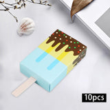 Maxbell 10Pcs Ice Cream Shape Box Candy Folding Paper Box for Halloween Favors Blue