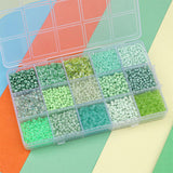 Maxbell Colorful Round Glass Beads Bracelet Making with Storage Box for DIY Craft Green