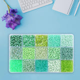 Maxbell Colorful Round Glass Beads Bracelet Making with Storage Box for DIY Craft Green