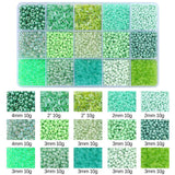 Maxbell Colorful Round Glass Beads Bracelet Making with Storage Box for DIY Craft Green