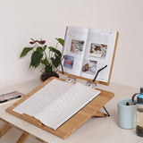 Maxbell Wooden Book Stand Textbooks Page Paper Clips Office Laptop Books Holder Tray Wood