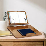 Maxbell Wooden Book Stand Textbooks Page Paper Clips Office Laptop Books Holder Tray Brown