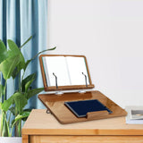 Maxbell Wooden Book Stand Textbooks Page Paper Clips Office Laptop Books Holder Tray Brown