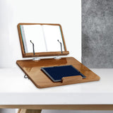 Maxbell Wooden Book Stand Textbooks Page Paper Clips Office Laptop Books Holder Tray Brown
