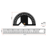 Maxbell Metal Protractor Measure Layout Tool Woodworking Ruler for Engineer Drawing 8inch
