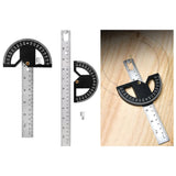 Maxbell Metal Protractor Measure Layout Tool Woodworking Ruler for Engineer Drawing 8inch