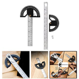 Maxbell Metal Protractor Measure Layout Tool Woodworking Ruler for Engineer Drawing 8inch