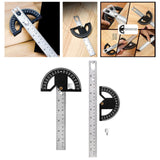 Maxbell Metal Protractor Measure Layout Tool Woodworking Ruler for Engineer Drawing 8inch