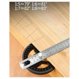 Maxbell Metal Protractor Measure Layout Tool Woodworking Ruler for Engineer Drawing 8inch