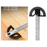 Maxbell Metal Protractor Measure Layout Tool Woodworking Ruler for Engineer Drawing 8inch