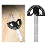 Maxbell Metal Protractor Measure Layout Tool Woodworking Ruler for Engineer Drawing 8inch