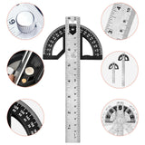 Maxbell Metal Protractor Measure Layout Tool Woodworking Ruler for Engineer Drawing 8inch