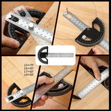Maxbell Metal Protractor Measure Layout Tool Woodworking Ruler for Engineer Drawing 8inch