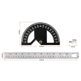 Maxbell Metal Protractor Measure Layout Tool Woodworking Ruler for Engineer Drawing 12inch