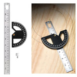 Maxbell Metal Protractor Measure Layout Tool Woodworking Ruler for Engineer Drawing 12inch