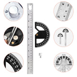 Maxbell Metal Protractor Measure Layout Tool Woodworking Ruler for Engineer Drawing 12inch