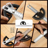 Maxbell Metal Protractor Measure Layout Tool Woodworking Ruler for Engineer Drawing 12inch