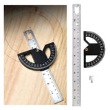 Maxbell Metal Protractor Measure Layout Tool Woodworking Ruler for Engineer Drawing 12inch