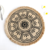 Maxbell Doily Coaster Waterproof Dining Room Retro Style with Tassel Office Placemat Black