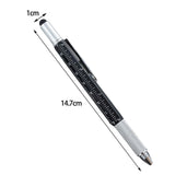 Maxbell Multitool Tech Tool Pen Gift Pen for Men Level Gauge Touch Screen Stylus Ruler Black