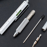 Maxbell Multitool Tech Tool Pen Gift Pen for Men Level Gauge Touch Screen Stylus Ruler Black