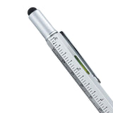 Maxbell Multitool Tech Tool Pen Gift Pen for Men Level Gauge Touch Screen Stylus Ruler Argent