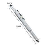 Maxbell Multitool Tech Tool Pen Gift Pen for Men Level Gauge Touch Screen Stylus Ruler Argent