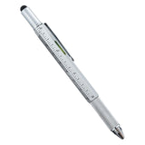 Maxbell Multitool Tech Tool Pen Gift Pen for Men Level Gauge Touch Screen Stylus Ruler Argent