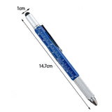 Maxbell Multitool Tech Tool Pen Gift Pen for Men Level Gauge Touch Screen Stylus Ruler Blue